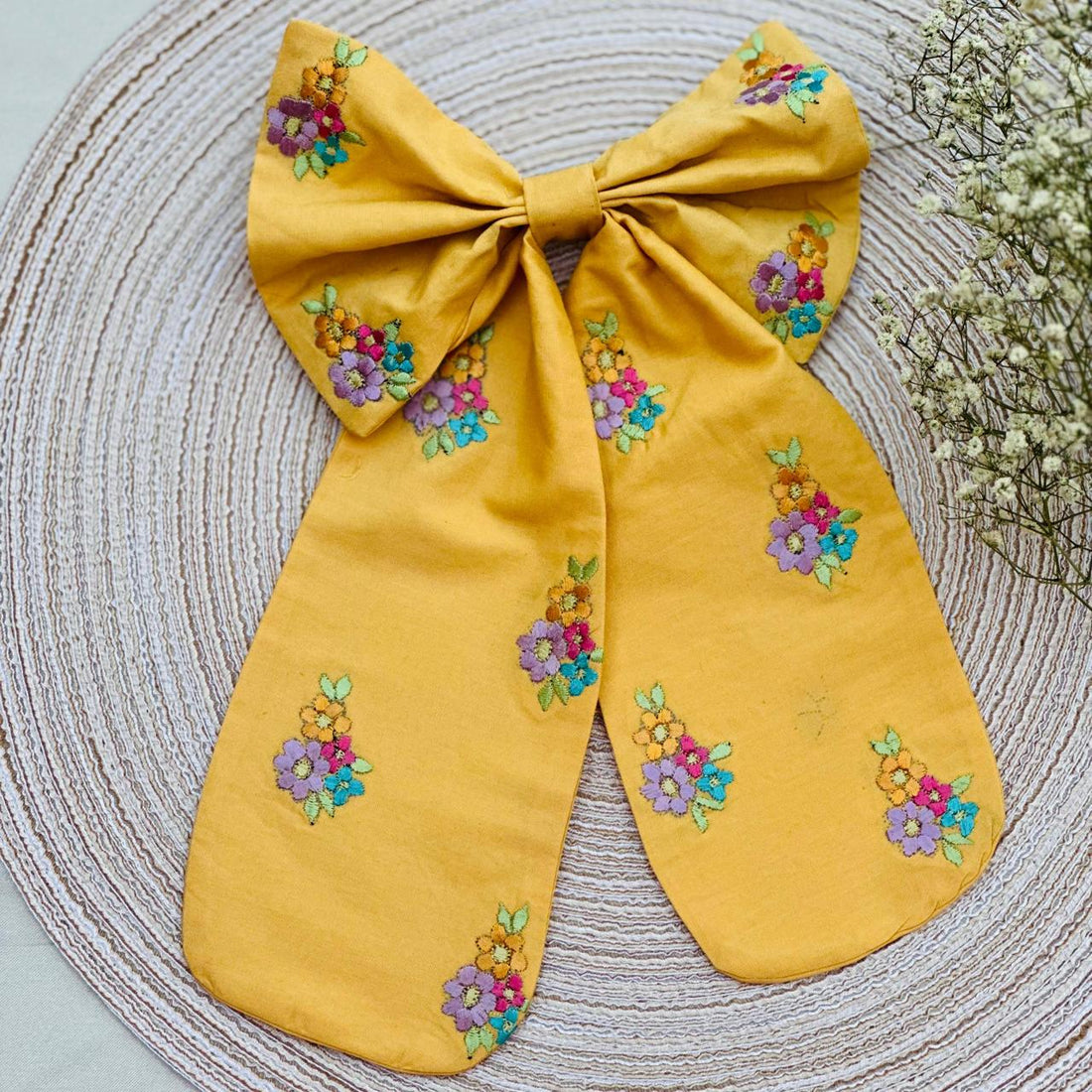 Pineapple - Cotton Embroidered Bow Pin