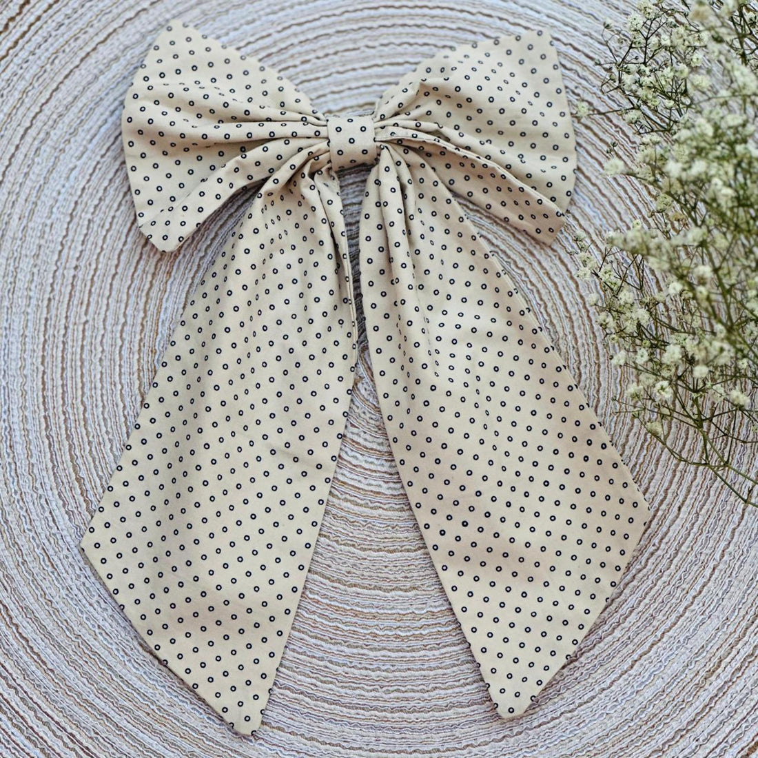 Polka Dot Printed Bow Pin