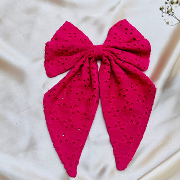 Hot Pink Chikankari Bow Pin